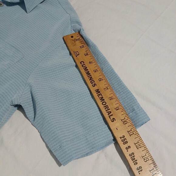 Brandini Men's Medium Powder Blue HSort-Sleeved Button-Up Shirt Seersucker - Picture 6 of 14